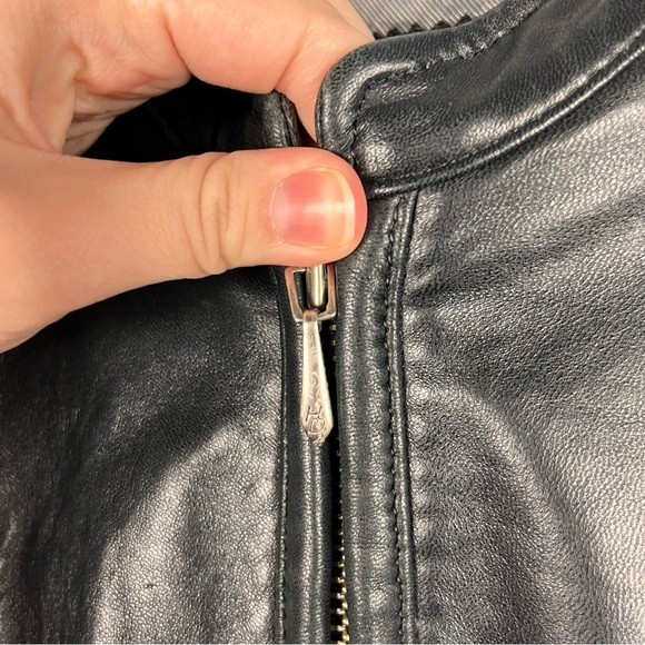 Harley Davidson Black Soft Leather Zip Front Studded Angel Wing Logo Jacket M - Picture 4 of 6